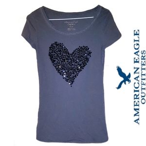 American Eagle Tee/Sequined Heart